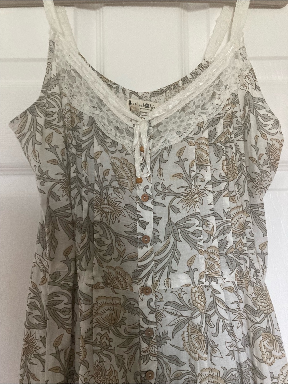 NATURAL LIFE Cotton & Lace Jumpsuit - Vintage, Vines, Size Medium - Picture 11 of 16